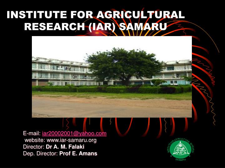 institute for agricultural research iar samaru