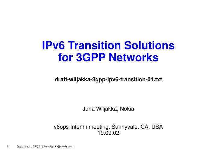 ipv6 transition solutions for 3gpp networks