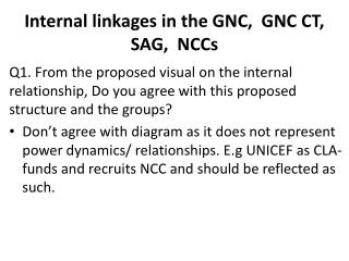 Internal linkages in the GNC, GNC CT, SAG, NCCs