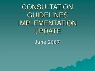 CONSULTATION GUIDELINES IMPLEMENTATION UPDATE