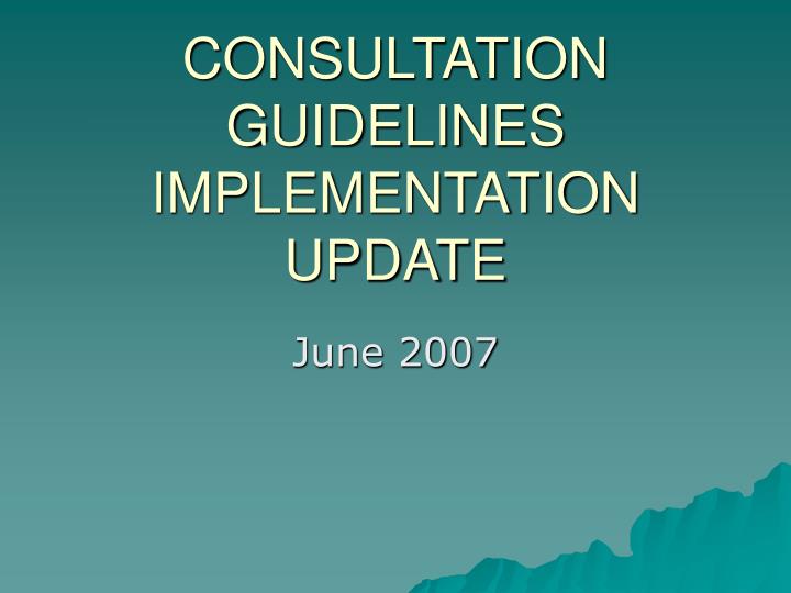 consultation guidelines implementation update