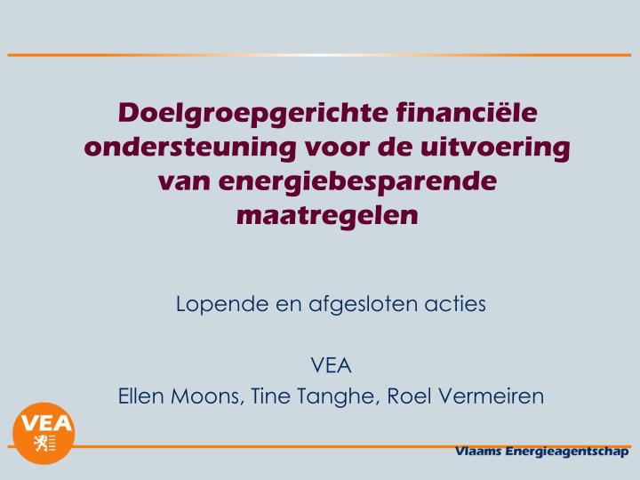 doelgroepgerichte financi le ondersteuning voor de uitvoering van energiebesparende maatregelen