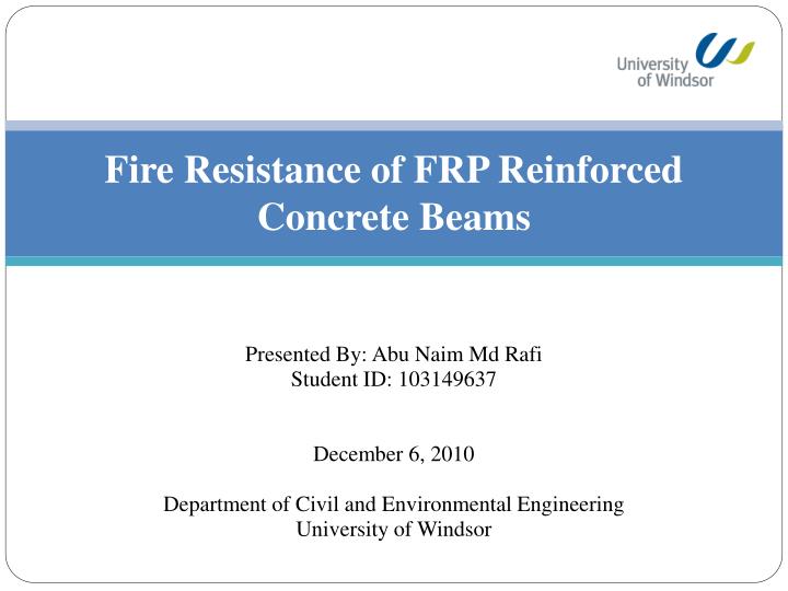 fire resistance of frp reinforced concrete beams