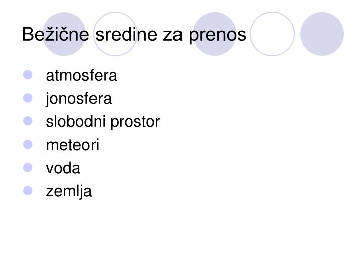 be i ne sredine za prenos