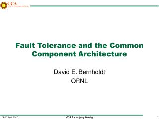 Fault Tolerance and the Common Component Architecture