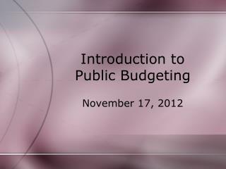 Introduction to Public Budgeting