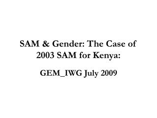 SAM &amp; Gender: The Case of 2003 SAM for Kenya: