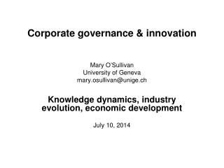 Corporate governance &amp; innovation