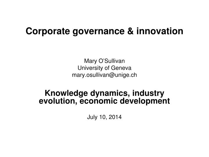 corporate governance innovation