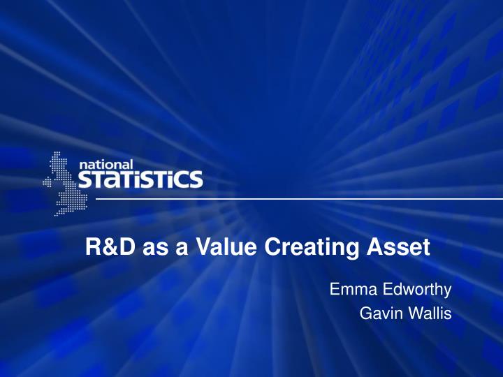 r d as a value creating asset