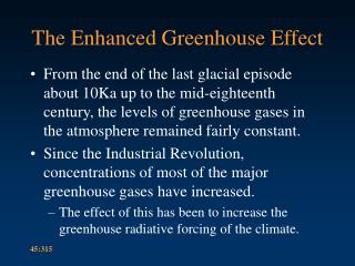 The Enhanced Greenhouse Effect