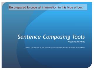 Sentence-Composing Tools