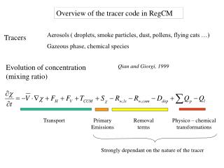 Overview of the tracer code in RegCM