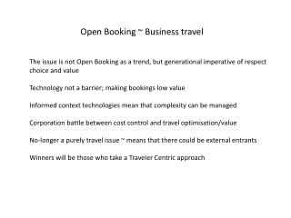 Open Booking ~ Business travel