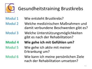 Gesundheitstraining Brustkrebs