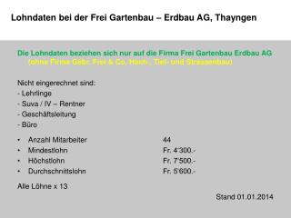 Lohndaten bei der Frei Gartenbau – Erdbau AG, Thayngen