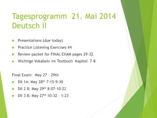 Tagesprogramm 21. Mai 2014 Deutsch II