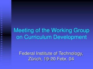 Meeting of the Working Group on Curriculum Development