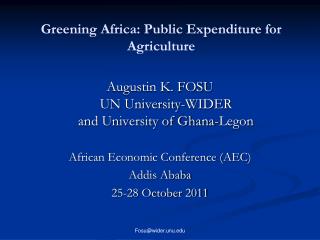 Greening Africa: Public Expenditure for Agriculture