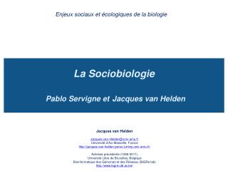 enjeux sociaux et cologiques de la biologie