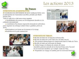 les actions 2013
