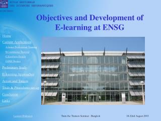 Objectives and Development of E-learning at ENSG