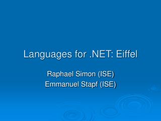 Languages for .NET: Eiffel