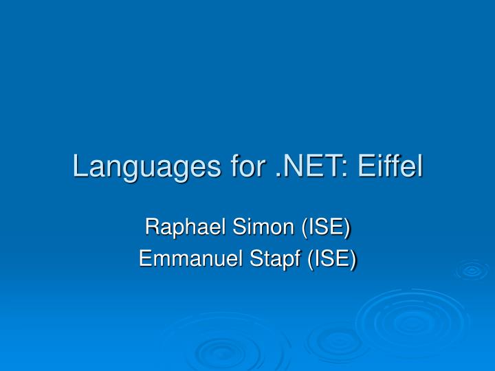 languages for net eiffel