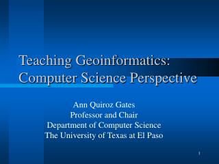 Teaching Geoinformatics: Computer Science Perspective