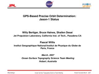 GPS-Based Precise Orbit Determination: Jason-1 Status