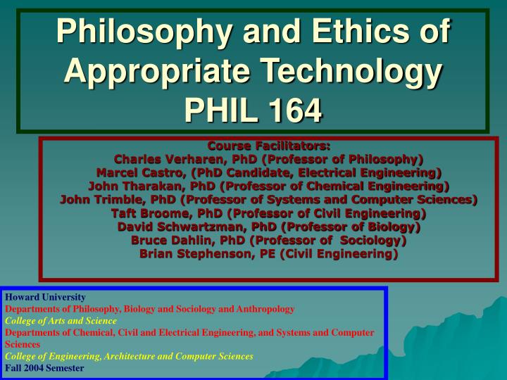 philosophy and ethics of appropriate technology phil 164