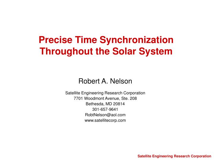 precise time synchronization throughout the solar system
