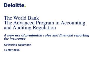 The World Bank The Advanced Program in Accounting and Auditing Regulation