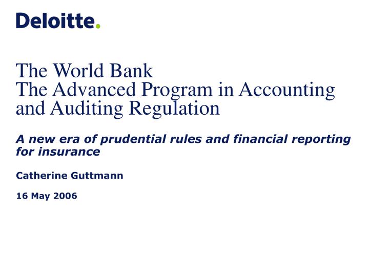 the world bank the advanced program in accounting and auditing regulation