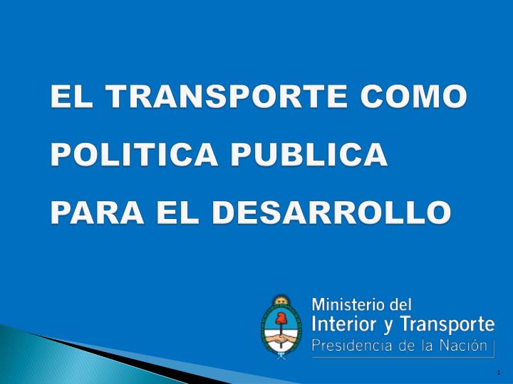 el transporte como politica publica para el desarrollo