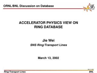 ACCELERATOR PHYSICS VIEW ON RING DATABASE