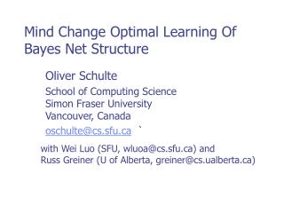 Mind Change Optimal Learning Of Bayes Net Structure