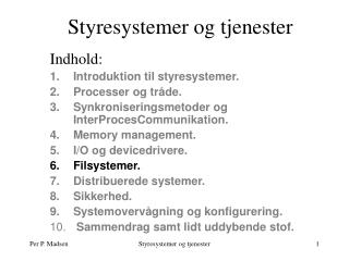 styresystemer og tjenester