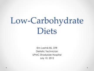 Low-Carbohydrate Diets
