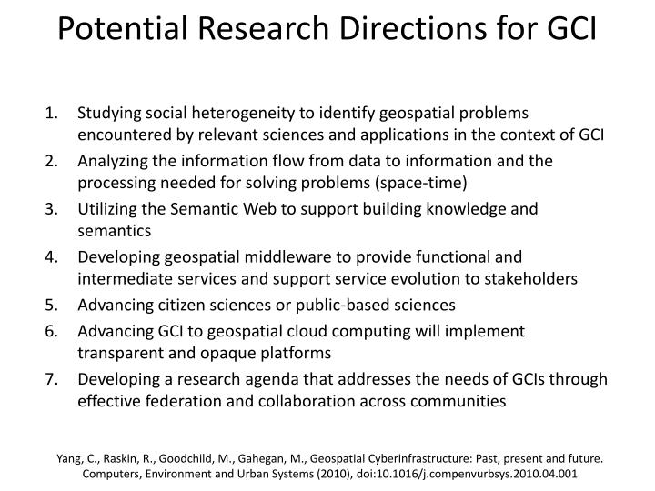 potential research directions for gci