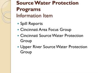 source water protection programs information item