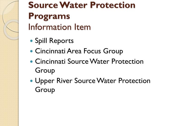 source water protection programs information item