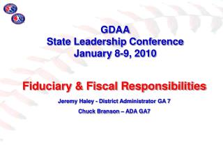 GDAA State Leadership Conference January 8-9, 2010