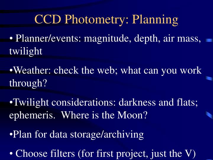 ccd photometry planning