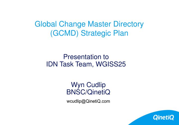 global change master directory gcmd strategic plan