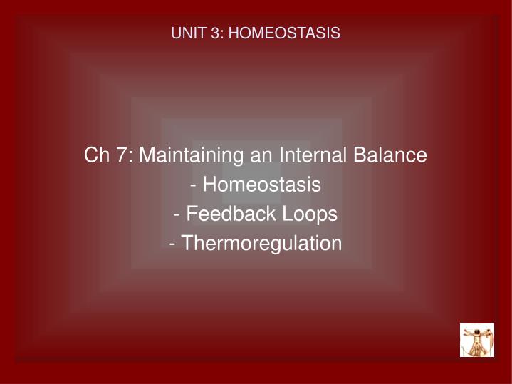 ch 7 maintaining an internal balance homeostasis feedback loops thermoregulation