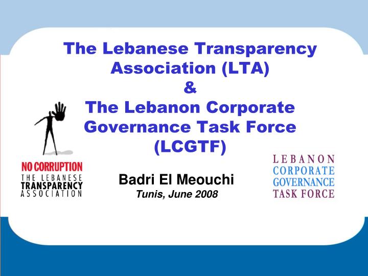 the lebanese transparency association lta the lebanon corporate governance task force lcgtf