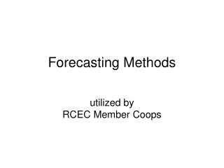 Forecasting Methods