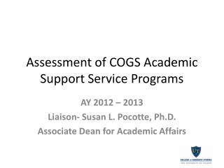 Assessment of COGS Academic Support Service Programs