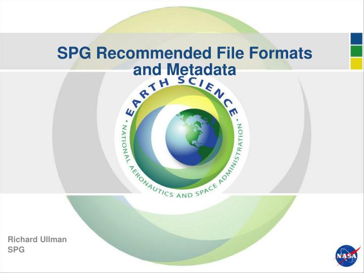 spg recommended file formats and metadata